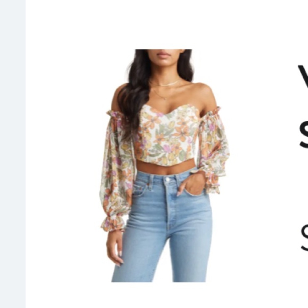 VICI Collection Floral Off the Shoulder Corset Crop Top